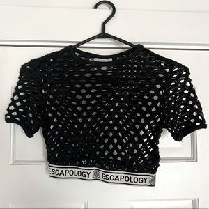 Topshop ESC Escapology Mesh Crop Tee